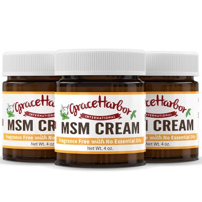 Grace Harbor Skin Muscle & Joint Rub  Premium Whole Body Therapy to Comfort Back, Neck, Hands, Feet  Soothing MSM, Vitamin E & Goat Milk  Unscented 4oz Cream (3 Pack)