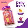 Squiggles Kids Daily Iron+ Gummies - Chewable Supplement with Iron, Multivitamin for Children, Low Sugar, Vegan, Toddler Gummies, Yummy Grape Flavor (100 Count) view 2