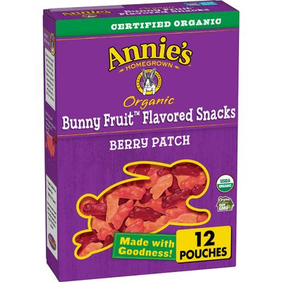 Annie's Organic Berry Patch Bunny Fruit Snacks, Gluten Free, 12 Pouches, 9.6 oz.