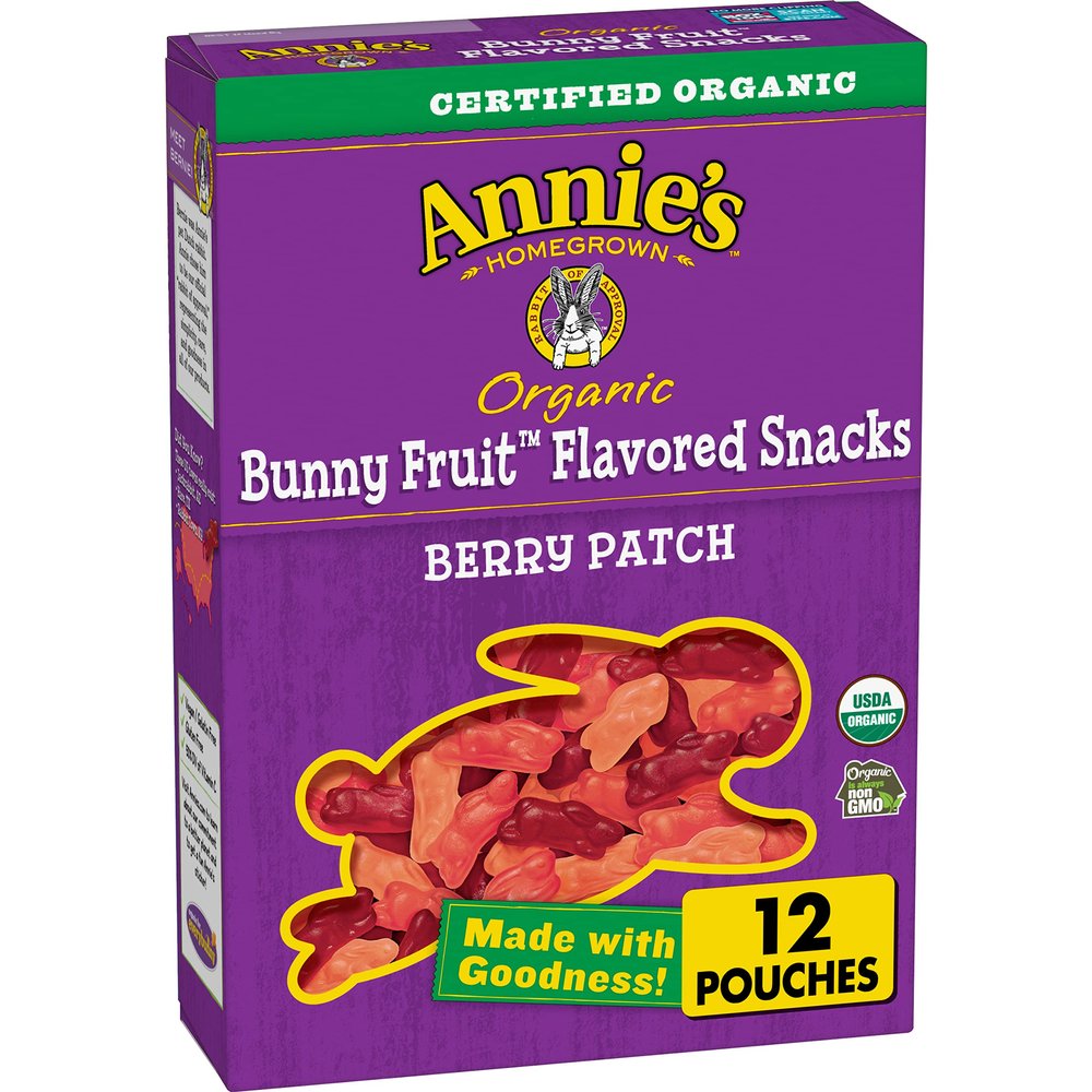 Annie's Organic Berry Patch Bunny Fruit Snacks, Gluten Free, 12 Pouches, 9.6 oz.