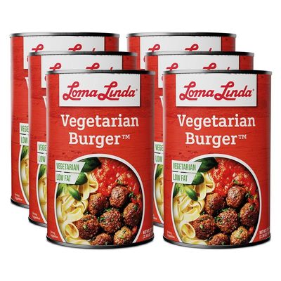 Loma Linda Vegetarian Burger, 37.5 oz  Plant-Based Protein, Shelf-Stable, Vegan & Non-GMO, Ready-to-Serve Meal Option (6 Pack)