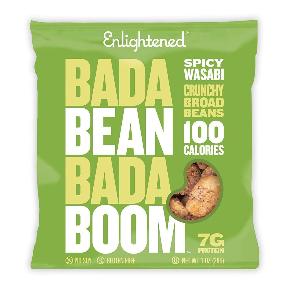 Bada Bean Bada Boom, Crunchy Roasted Broad Bean Snacks (Fava), High Protein, Vegan, Gluten-free - 110 Calorie Packs, Spicy Wasabi, 1 Ounce (Pack of 24)