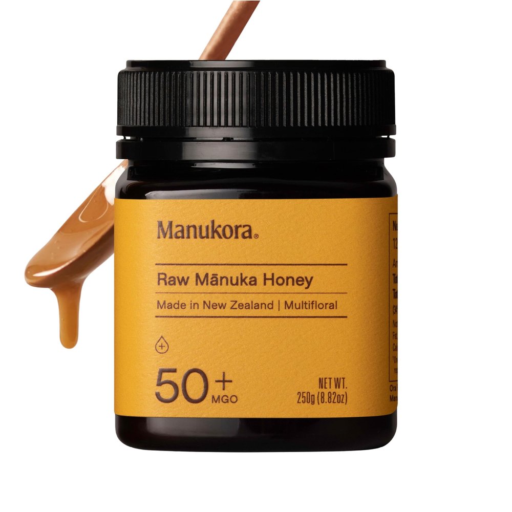Manukora Raw Manuka Honey MGO 50+, New Zealand Honey, Non-GMO, 3rd-Party Tested, Glyphosate Residue Free Certified, 2000+ Natural Compounds, Traceable from Hive-to-Hand, Daily Wellness Support 250g