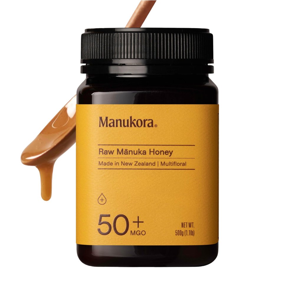Manukora Raw Manuka Honey MGO 50+, New Zealand Honey, Non-GMO, 3rd-Party Tested, Glyphosate Residue Free Certified, 2000+ Natural Compounds, Traceable from Hive-to-Hand, Daily Wellness Support 500g