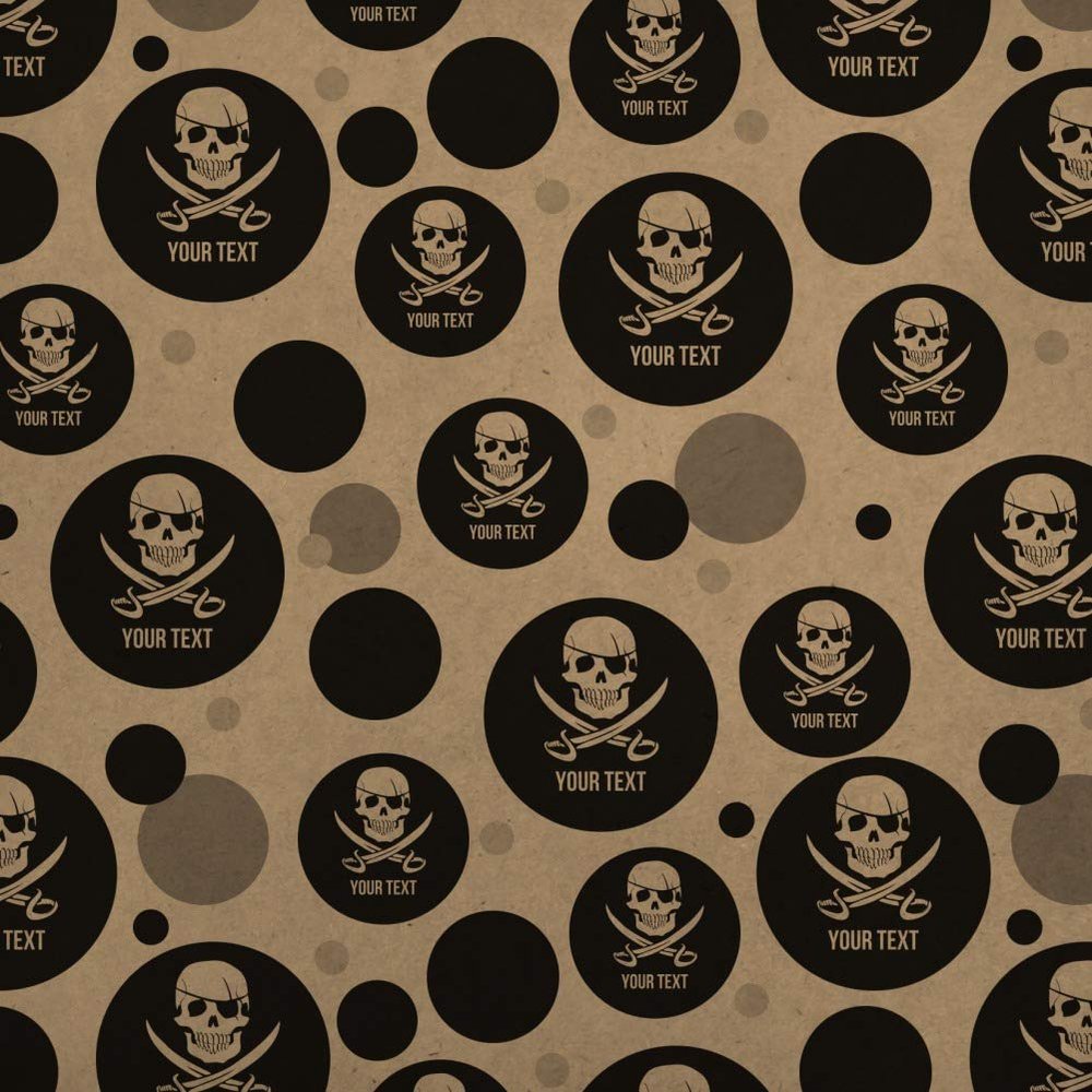 GRAPHICS & MORE Personalized Custom Skull and Crossbones 1 Line Premium Kraft Gift Wrap Wrapping Paper Roll
