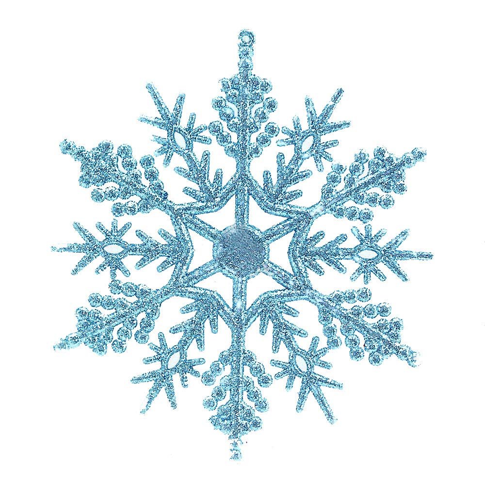 Cyhulu Glitter Christmas Snowflake Ornaments(Pack of 6Pcs) , Hot Xmas Tree Snowflake Craft Party Home Hanging Decoration (Light blue, One size)
