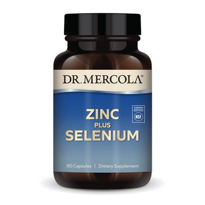 Dr. Mercola Zinc Plus Selenium - Mineral Blend Supplement - for Immune, Brain & Respiratory Support - Contains Zinc Glycinate Chelate & Copper - GMO-Free & Gluten-Free - 90 Capsules (90 Servings)