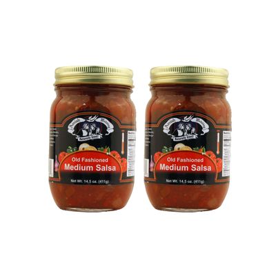 Amish Wedding Kettle Cooked Salsa, Thick and Chunky Pack of 2 14.5 ounce Jars, Medium Heat