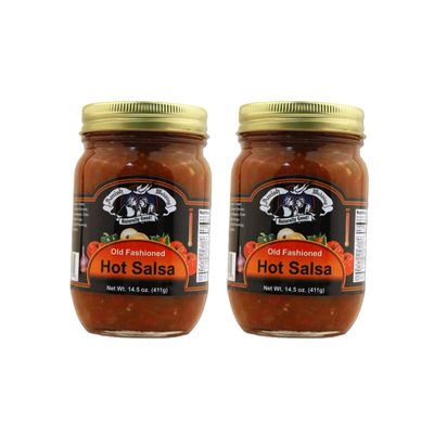 Amish Wedding Kettle Cooked Salsa, Thick and Chunky Pack of 2 14.5 ounce Jars, Hot Heat