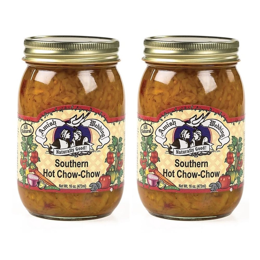Amish Wedding All Natural Southern Chow-Chow Relish, Pack of 2 Jars, Hot