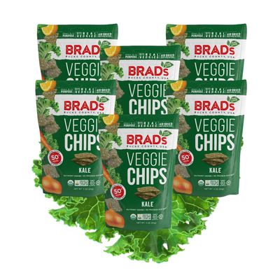Brad's Plant Based Organic Veggie Chips, Kale, 6 Bags, 12 Servings Total-3 Ounce (Pack of 6)