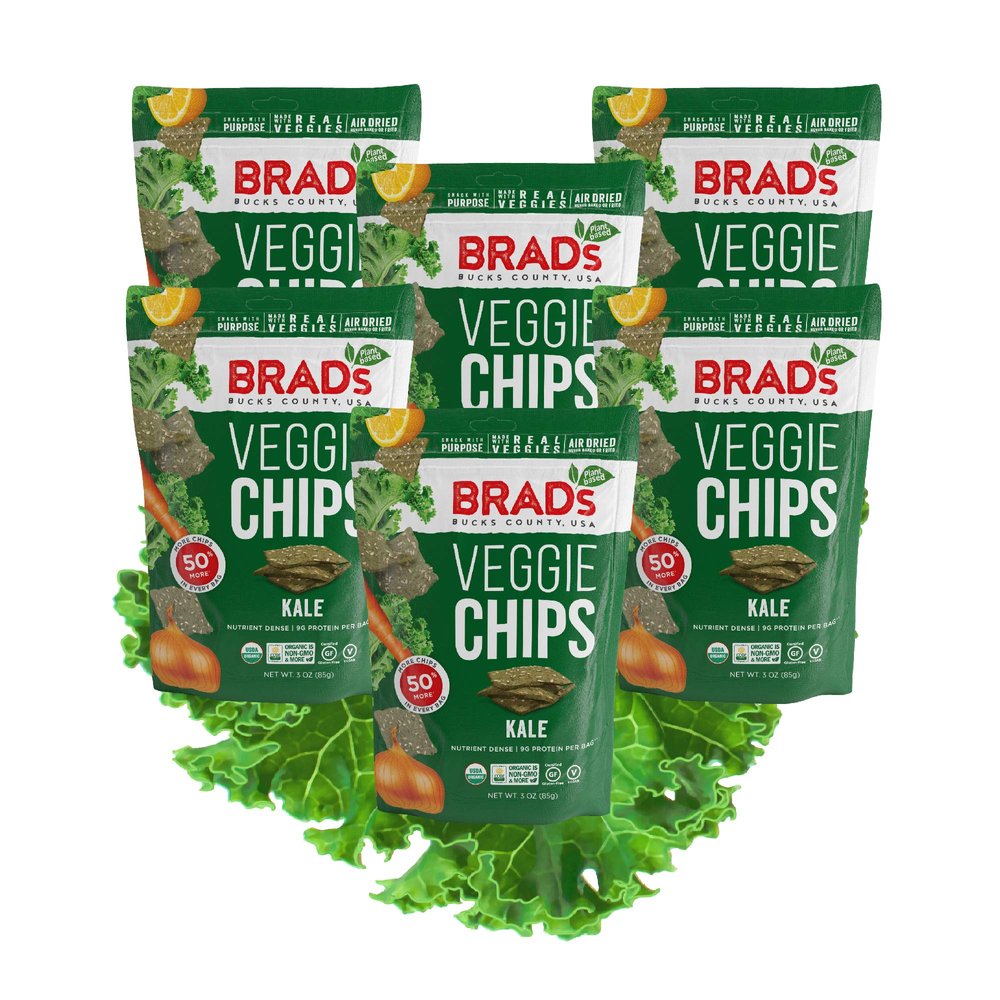 Brad's Plant Based Organic Veggie Chips, Kale, 6 Bags, 12 Servings Total-3 Ounce (Pack of 6)