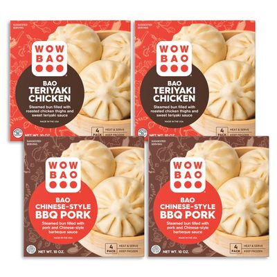 Wow Bao Combo Pack: Chicken Teriyaki and BBQ Pork Bao, 4 4 packs of Bao (16 total Bao)
