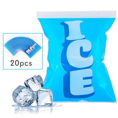 20pcs Ice Bag Cooler Pouches - Reusable and Resealable w/ Ziplock Seals, Holds up to 9lbs Ice Cubes or Food, Used as Cold or Hot Compress - NutriChef