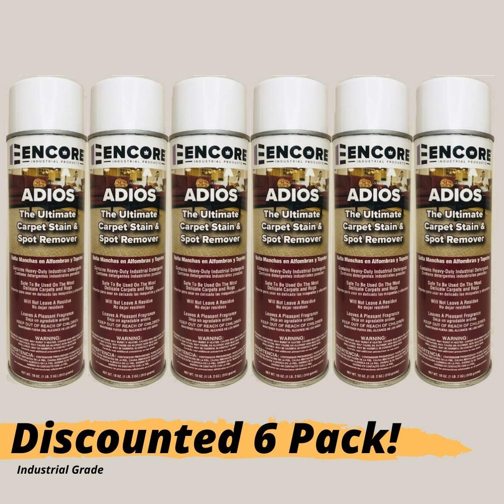 Adios : Commercial Grade & Industrial Strength Carpet Stain & Spot Remover (Pack of 6)