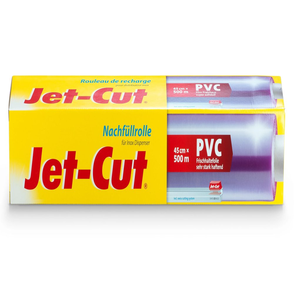 Jet-Cut Refill Roll for Stainless Steel Dispenser, 45 cm x 500 m, Transparent PVC