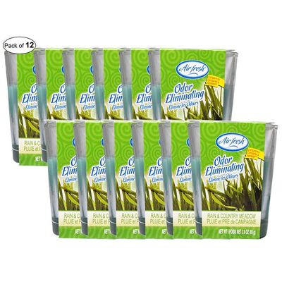 Air Fresh 3 Oz Odor Eliminating Candle- Rain & Country Meadow (Pack of 12)