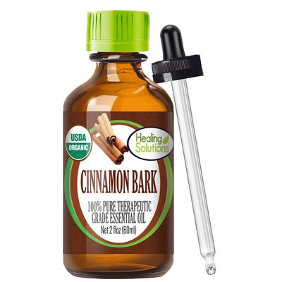 Healing Solutions 2oz (60ml) Cinnamon Bark Essential Oil Organic, Pure, Undiluted for Hair Diffuser - Cinnamon Essential Oil