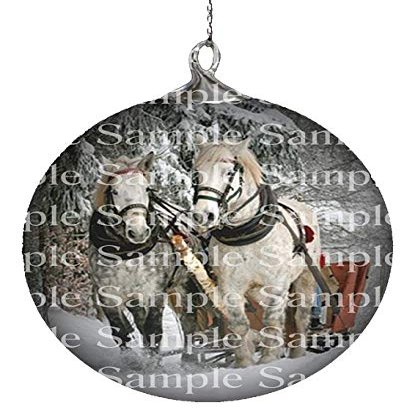 1/4 Sheet - Sleigh Horses Winter Snow Christmas - D24237-2D Edible Cake/Cupcake Party Topper - D24237