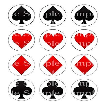 1/2 Sheet - Poker Suits Las Vegas Casino Birthday - D24224 - 2D Edible Cake/Cupcake Party Topper - D24224
