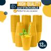 Exquisite Party Solids 12 Oz Yellow Plastic Cups For Party Supplies 50 Pack | Yellow Disposable Cups Plastic | Disposable Drinkware For Parties, Events & Everyday view 3
