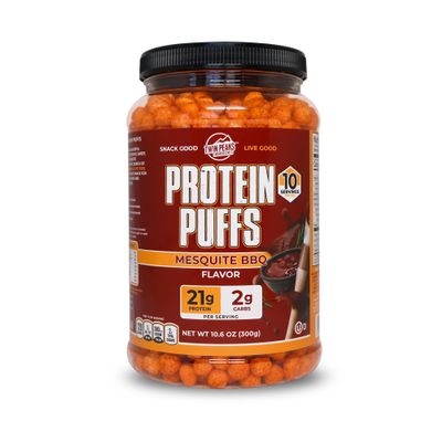 Twin Peaks Protein Puffs - (Mesquite Barbecue), Keto Friendly, Low Carb Snack (300g, 21g Protein, 2g Net Carbs, High Protein, Healthy Crunchy Snack)