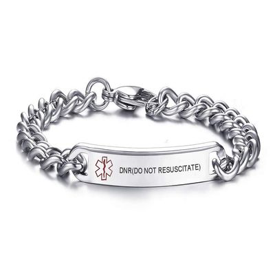VNOX 8MM Stainless Steel DNR(DO NOT RESUSCITATE) ID Tag Medical Alert Emergency Bracelet for Unisex,8.0"
