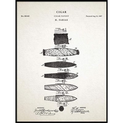 Cigar Art Print, Cigar Patent, Cigar Vintage, Cigar Blueprint, Cigar Print, Cigar Prints, Cigar Wall Art, Cigar Decor, QP30