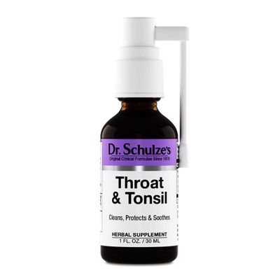 Dr. Schulze's Throat & Tonsil - Soothing Throat Spray for Fast-Acting Protection - Supports Immunity - Plant-Based Formula - Easy-Spray Nozzle - Gluten-Free & Vegan - 1 oz (13 Servings)