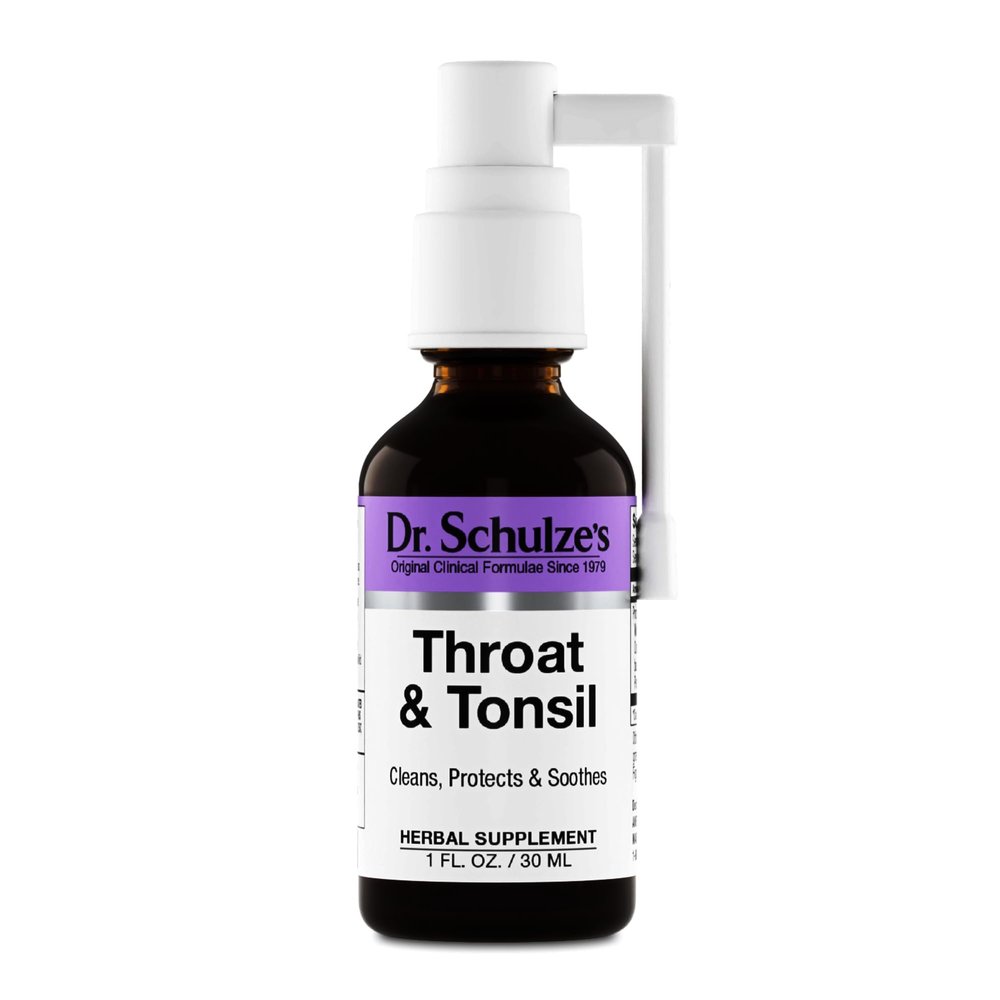 Dr. Schulze's Throat & Tonsil - Soothing Throat Spray for Fast-Acting Protection - Supports Immunity - Plant-Based Formula - Easy-Spray Nozzle - Gluten-Free & Vegan - 1 oz (13 Servings)