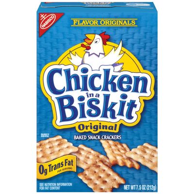 CHICKEN IN A BISKIT Original Baked Snack Crackers, Lunch Snacks, 7.5 oz