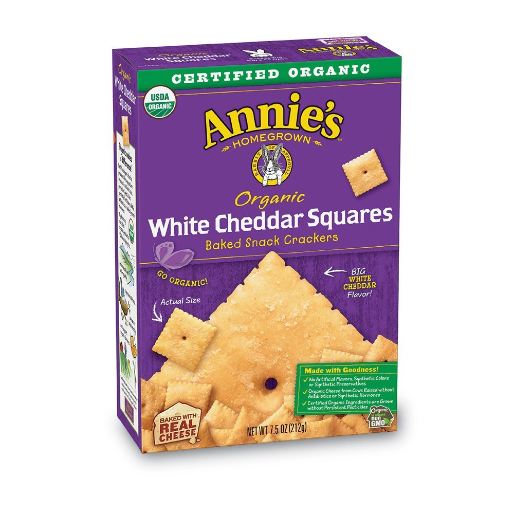 Annie's Organic White Cheddar Squares Baked Snack Crackers, 7.5 oz