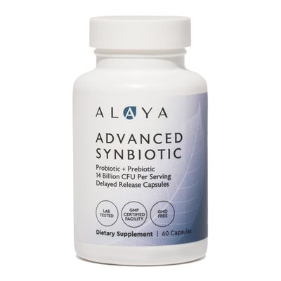 Alaya Naturals Advanced Synbiotic - Probiotic + Prebiotic - 14 Billion CFU Delayed Release Probiotic Supplement with Prebiotics from Sunfiber, and L-glutamine for Gut Lining Integrity - 60 Capsules