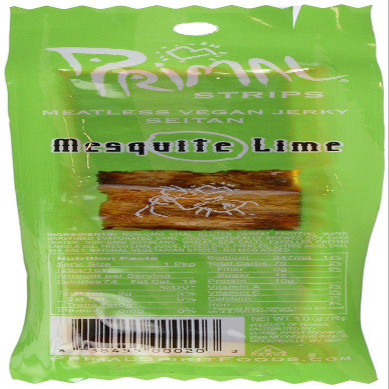 Primal Strips Mesquite Lime Meatless Jerky Seitan, 1 oz