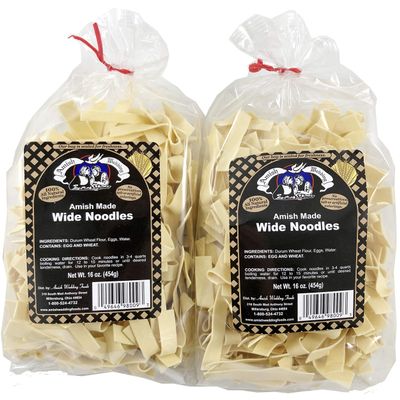 Amish Wedding Foods Wide Noodles 16 Ounce Bags No Preservatives (Pack of 2)