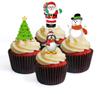 12 Christmas Mix Edible Cupcake Toppers - Stand Up Wafer Edible Christmas Cake Decorations, Xmas Santa Cake Topper Decorations, 2 inch / 5cm Edible Wafer Card Cookie Decor (UNCUT) view 1