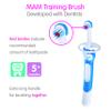 MAM Training Toothbrush for Babies (1 Baby's Brush with Safety Shield), Baby Toothbrush with Brushy The Bear Character, Interactive App, for Boys 5+ Months, Blue view 2