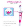 MAM Training Toothbrush for Babies (1 Baby's Brush with Safety Shield), Baby Toothbrush with Brushy The Bear Character, Interactive App, for Boys 5+ Months, Blue view 3