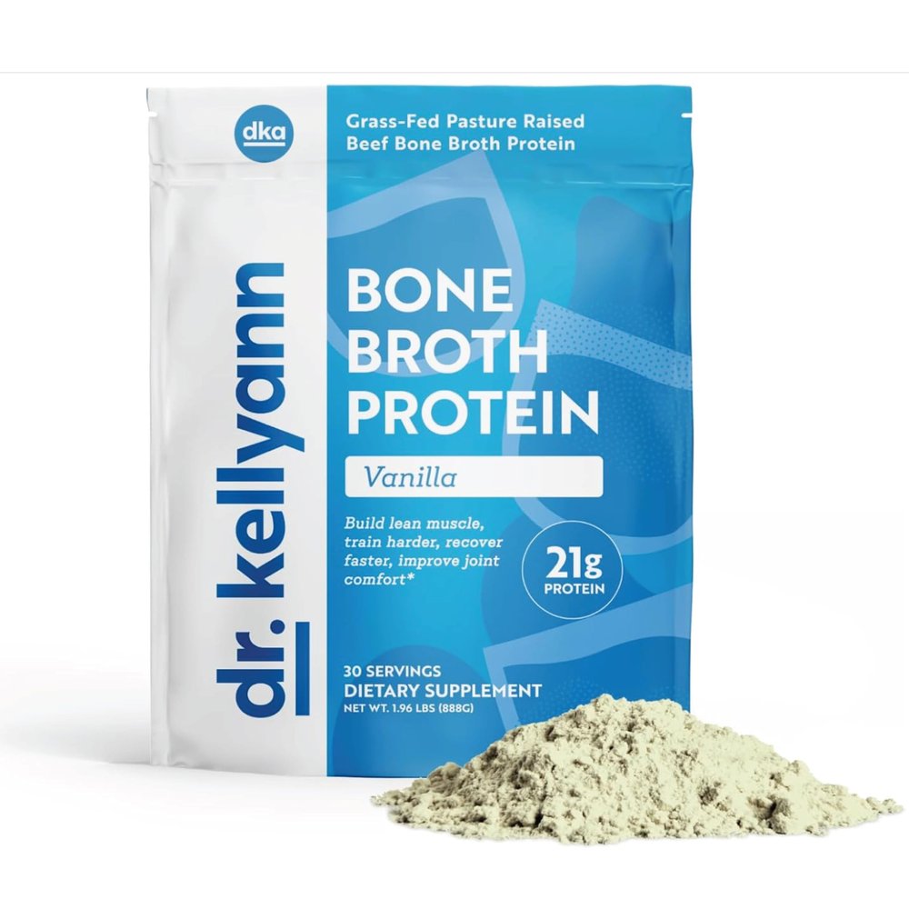 Dr. Kellyann Bone Broth Protein Powder Vanilla (30 Servings)  21g Protein, Grass-Fed Collagen, Sugar-Free, Keto & Paleo-Friendly, 1 Pack