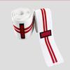 1Pair 2M*8CM Fitness Pressurized Straps Gym Weight Lifting Leg Knee Compression Training Wraps Elastic Bandages (White with red) view 2