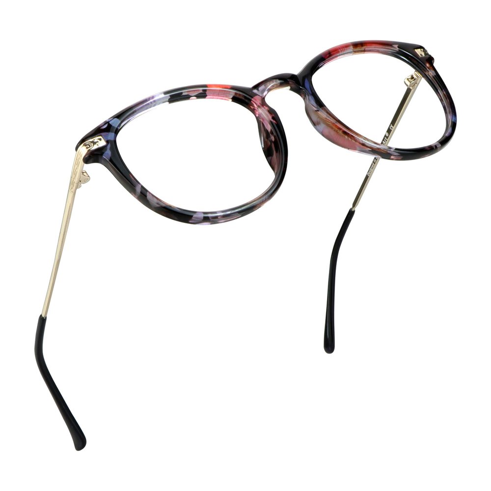 LifeArt Blue Light Blocking Glasses, Anti Eyestrain, Computer Reading Glasses, Gaming Glasses, TV Glasses for Women, Anti Glare (Floral, No Magnification)