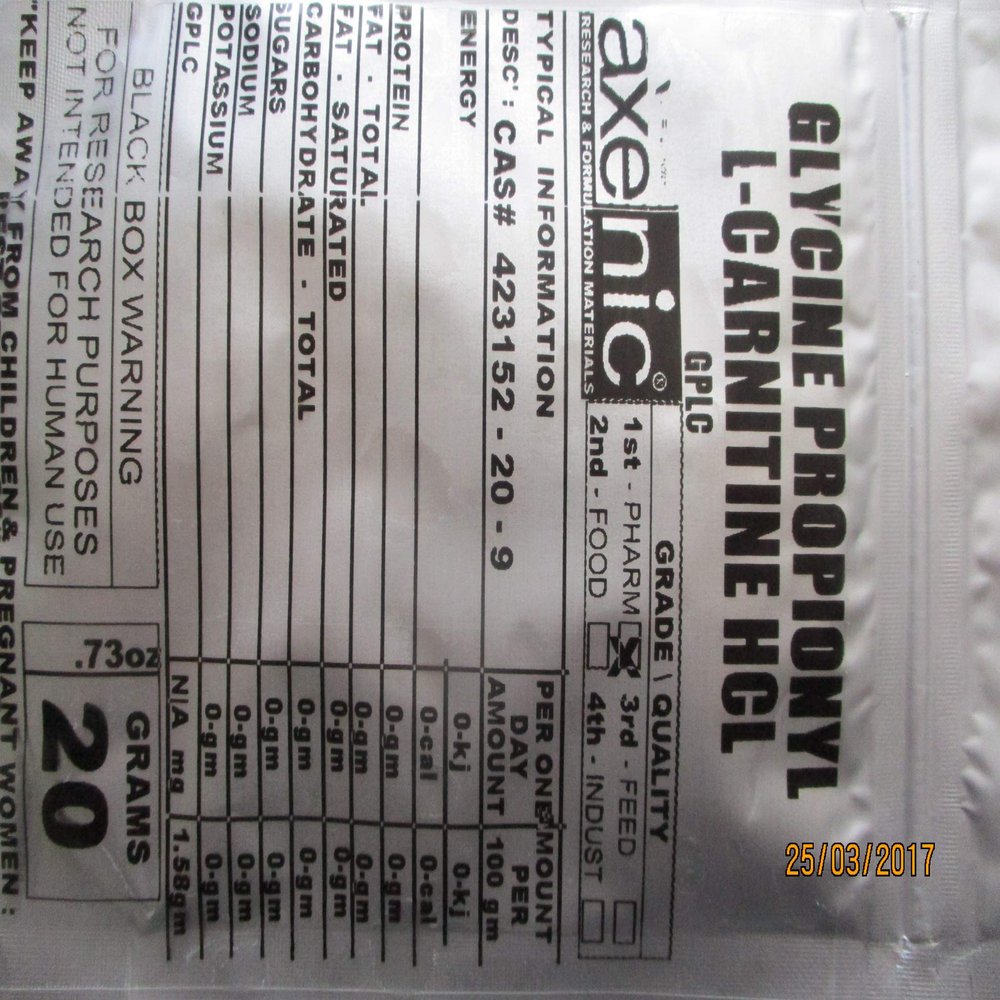AXENIC 20 Grams Glycine Propionyl L-Carnitine HCl Powder (gplc)