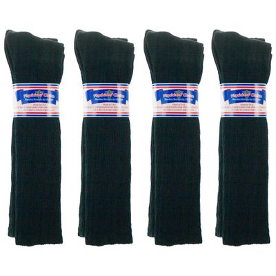 12 PAIR KNEE HIGH DIABETIC SOCKS BLACK BIG MEN PHYSICIAN'S CHOICE OVER THE CALF CREW 13-15