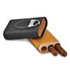 Black/Tan Polyurethane 3-Cigar Travel Case w/Cutter view 3