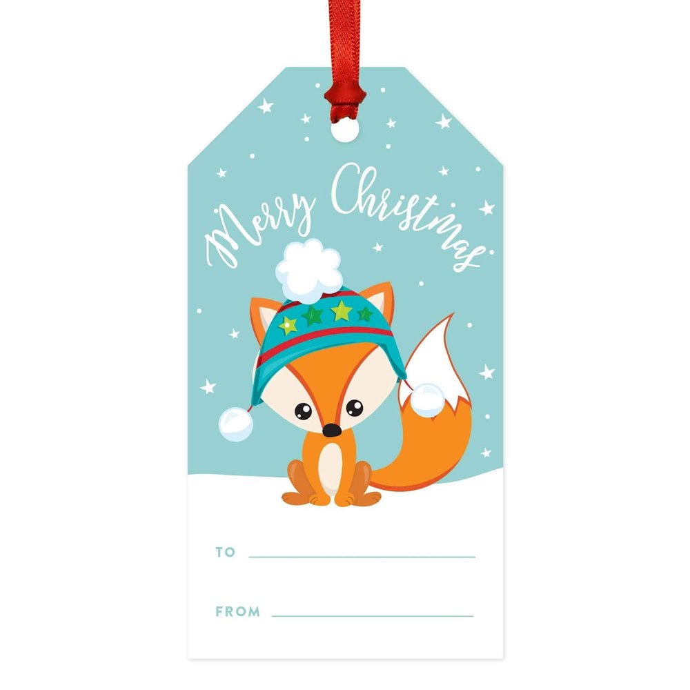 Andaz Press Christmas Classic Gift Tags, Snowy Woodland Fox with Winter Hat, Merry Christmas, to from, 20-Pack