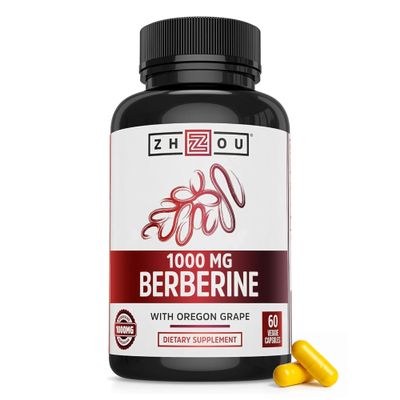 Zhou Berberine with Oregon Grape - Berberine Supplement for Women & Men, Gut Health, Metabolic Function, Berberine 1000mg Per Capsule - 60 Vegetarian Capsules (Pack of 1)