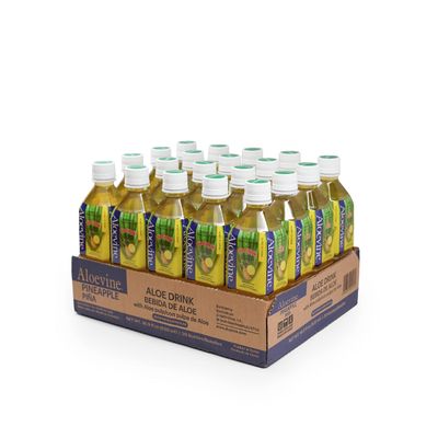 Aloevine Aloe Vera Drink Pineapple  Drink Aloe Juice with Real Aloe Chunks | Healthy Plant-Based Korean Beverage | Aloe Vera Juice | 16.9 oz Bottles (20 Pack)