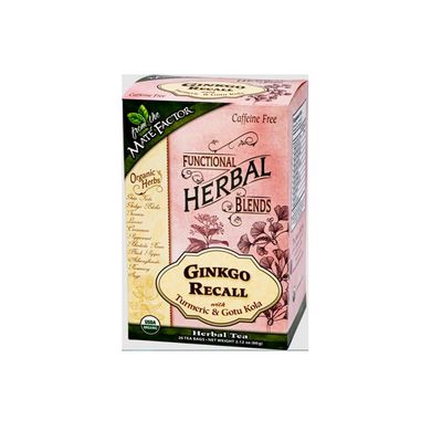 Mate Factor Organic Ginkgo Recall with Turmeric and Gotu Kola Herbal Tea, 20-piece
