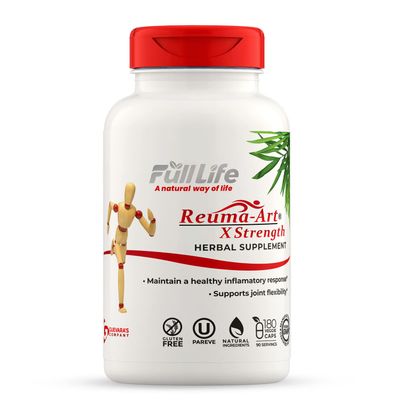 Full Life Reuma-Art X Strength  400 mg Herbal Supplements - Supports Joint Flexibility  180 Veggie Capsules