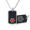 Divoti Medical Alert Necklace for Men & Women | Custom Engraved Black Dog Tag Medical ID Necklace |Hypoallergenic Surgical Stainless Steel  28 Snake Chain/Red view 1